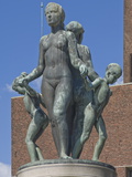 Family Group Bronze Sculpture on the Harbour Side Outside the Town Hall  Oslo  Norway  Scandinavia