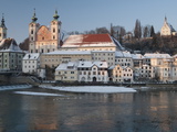 Baroque Michaelerkirche Church and Buildings at Confluence of Steyr and Enns Rivers  Austria