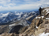 Hiker on Longs Peak Trail  Rocky Mountain National Park  Colorado  USA