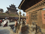 Temple and Statues in Durbar Square  Kathmandu  Nepal  Asia