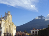 Volcan De Agua  3765M  and Cathedral  Antigua  UNESCO World Heritage Site  Guatemala