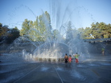 Children Play in the Fountain at Seattle Center  Seattle  Washington State  USA