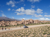 Tourists Visiting Rock Formations in the Altiplano Desert  Bolivia  South America