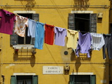Clothes Hanging on a Washing Line Between Houses  Venice  Veneto  Italy  Europe