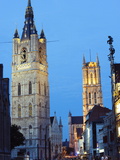 Belfort Belfry and St Baafskathedraal (St Baafs Cathedral)  Ghent  Flanders  Belgium  Europe