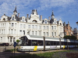 Tram and Art Deco Architecture  Antwerp  Flanders  Belgium  Europe