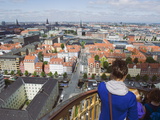 Tourists Looking at View From the 17th Century Vor Frelsers Church  Copenhagen  Denmark