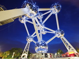 1958 World Fair  Atomium Model of An Iron Molecule  Illuminated at Night  Brussels  Belgium  Europe