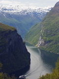 Tourist Cruise Ship on Geiranger Fjord  Western Fjords  Norway  Scandinavia  Europe