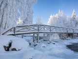 Wooden Footbridge in Winter  Oulanka National Park  Finland  Scandinavia  Europe