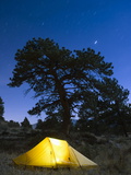 Tent Illuminated Under the Night Sky  Rocky Mountain National Park  Colorado  USA