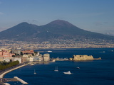 Cityscape Including Castel Dell Ovo and Mount Vesuvius  Naples  Campania  Italy  Europe