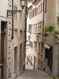 Narrow Street in Old Town  Zurich  Switzerland  Europe