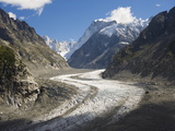 Mer De Glace Glacier  Mont Blanc Range  Chamonix  French Alps  France  Europe