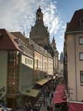 Frauenkirche Looming Over Shopping Area  Dresden  Saxony  Germany  Europe