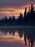 Sunset at An Unnamed Lake Near Salmo Lake  Alaska Highway  Yukon Territory  Canada  North America