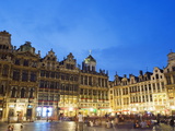 Guildhalls in the Grand Place Illuminated at Night  UNESCO World Heritage Site  Brussels  Belgium