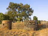 Geometric Designs Painted on Traditional Houses in Village in Tiebele Area of Burkina Faso