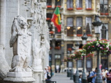 Lion Statue on the Hotel De Ville (Town Hall) in the Grand Place  Brussels  Belgium  Europe