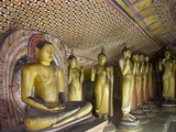 Statues and Painted Roof in Natural Cave in Granite  Cave No 2  Maharaja Viharaya  Sri Lanka