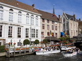Tour Boat on the Canal in Bruges  West Flanders  Belgium  Europe