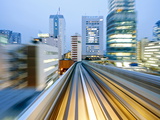 Pov Blurred Motion of Tokyo Buildings From a Moving Train  Tokyo  Honshu  Japan  Asia