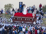 Religious Float Being Carried Through Streets During Semana Santa Celebrations  Malaga  Spain
