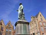 Statue of Van Eyck  Bruges  West Flanders  Belgium  Europe