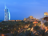 Burj Al Arab Viewed From the Madinat Jumeirah Hotel at Dusk  Jumeirah Beach  Dubai  Uae