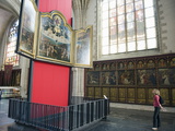 Tourist Looking at a Canvas By Rubens  in Onze Lieve Vrouwekathedraal  Antwerp  Flanders  Belgium