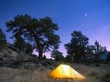 Tent Illuminated Under the Night Sky  Rocky Mountain National Park  Colorado  USA