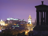 Edinburgh Cityscape at Dusk Looking Towards Edinburgh Castle  Edinburgh  Lothian  Scotland  Uk