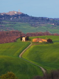 The Vitaleta Chapel With Pienza in the Distance  Val D'Orcia  Tuscany  Italy  Europe