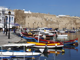 Old Port Canal  Fishing Boats and Wall of the Kasbah  Bizerte  Tunisia  North Africa  Africa