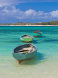 Small Fishing Boats in the Turquoise Sea  Mauritius  Indian Ocean  Africa
