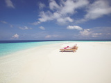 Two Deck Chairs on Tropical Beach  Maldives  Indian Ocean  Asia