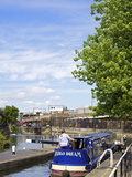 Canal Boat Negotiating a Lock  Camden Lock  London  England  United Kingdom  Europe