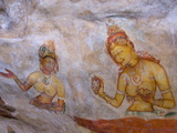 Buddhist Frescoes in Cave Gallery Part Way Up Lion Rock  Sigiriya  UNESCO Heritage Site  Sri Lanka