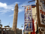 Main Street With Mosque and Carpet Shop Display  Tozeur  Tunisia  North Africa  Africa