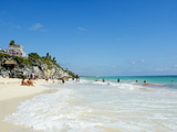 Beach on Caribbean Coast Below the Ancient Mayan Site of Tulum  Quintana Roo  Mexico  North America