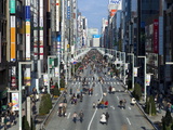 Elevated View Along Chuo Dori Street in Ginza  Tokyo  Japan  Asia