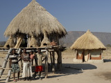 Ttraditional Thatch Roofed House and Grain Storage  Lake Kariba  Zimbabwe  Africa