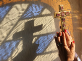 Woman Holding a Cross  Servoz  Haute-Savoie  France  Europe