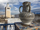 Minaret of the Great Mosque (Jamaa El Zitouna ) and Local Pottery  Medina  Tunis  Tunisia