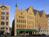 Gothic Buildings on the Main Square Marketplace  Bruges  West Flanders  Belgium  Europe