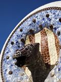 Fountain Decorated With Mosaics at the Entrance to Parc Guell  Barcelona  Catalonia  Spain  Europe