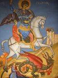 Icon Depicting St George Slaying a Dragon in St George's Orthodox Church  Madaba  Jordan