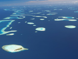 Aerial View of Atolls and Islands in the Maldives  Indian Ocean  Asia