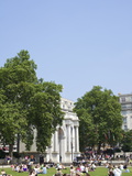 Tourists Picnicking Near Marble Arch  London  England  United Kingdom  Europe