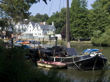 Boats  One With a Solar Panel  Moored on the Thames at Richmond  Surrey  England  Uk